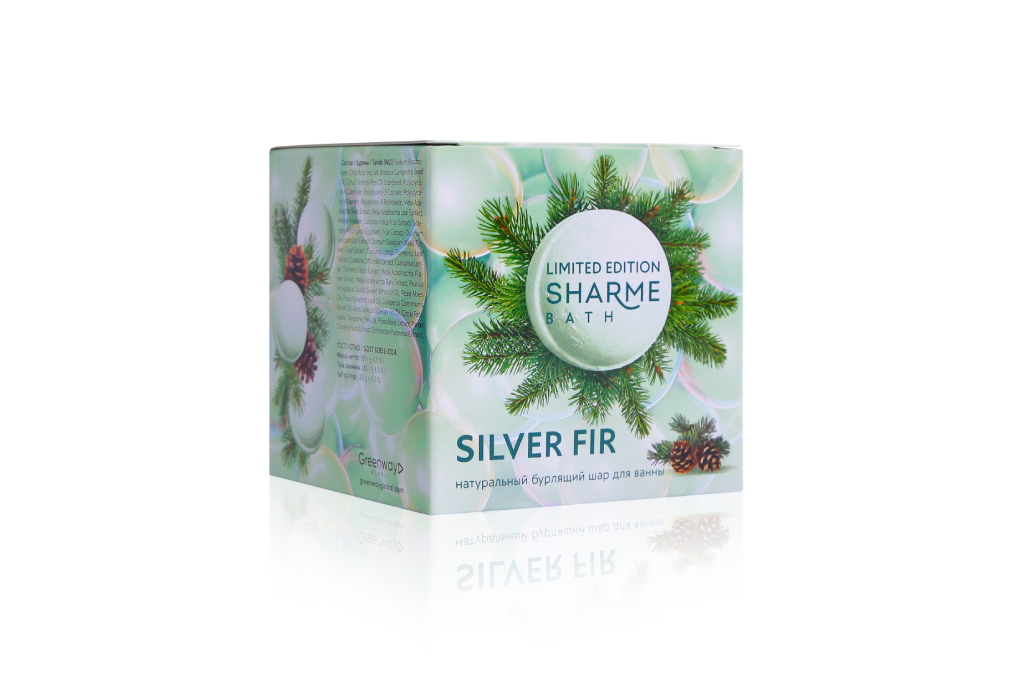 Натуральный бурлящий шар для ванны «Пихта» Sharme Bath, 185 г :: Sharme ...